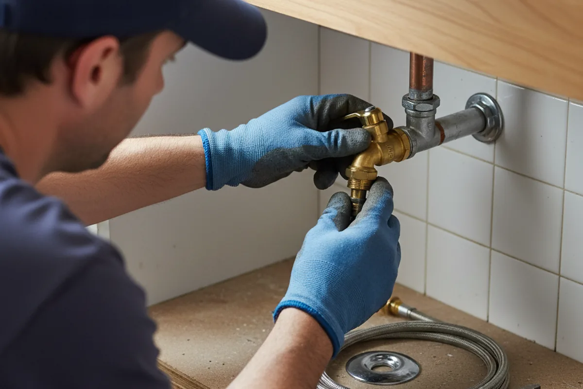 Shutoff valve and fitting work during Burst Pipe Repair in Burton